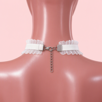Velvet Crush Lace Choker in white, back view showing the lobster clasp and silver extension chain