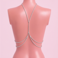 Crossfire rhinestone bra chain, back view showing the strands from the neck and around the ribcage