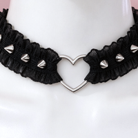Heartspike Lace Choker in black, close-up of the centre detail