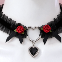 Heartache Lace Choker in black, close-up of the centre detail