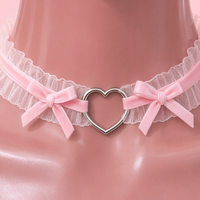 Velvet Crush Lace Choker in pink, close-up of the centre detail