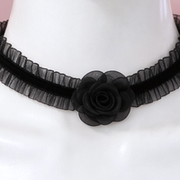 Poison Bloom Lace Choker in black, close-up of the centre detail