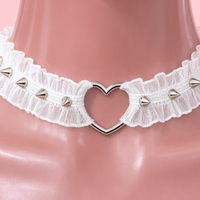 Heartspike Lace Choker in white, close-up of the centre detail