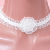 Poison Bloom Lace Choker in white, close-up of the centre detail