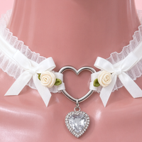 Heartache Lace Choker in white, close-up of the centre detail