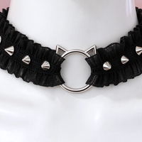 Feral Kitten Lace Choker in black, close-up of the centre detail