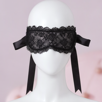 After Hours black lace eye mask with long satin ribbon ties