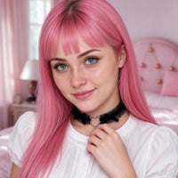 Velvet Crush Lace Choker in black, worn at the throat