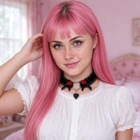 Heartache Lace Choker in black, worn at the throat