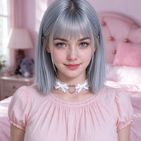 Velvet Crush Lace Choker in white, worn at the throat