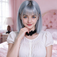 Flutterbite Lace Choker in black, worn at the throat