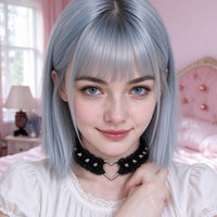 Heartspike Lace Choker in black, worn at the throat