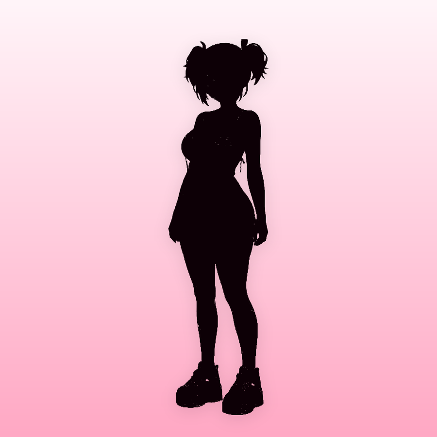 Kura in silhouette — the Delulu Stripes outfit is revealed once you own it