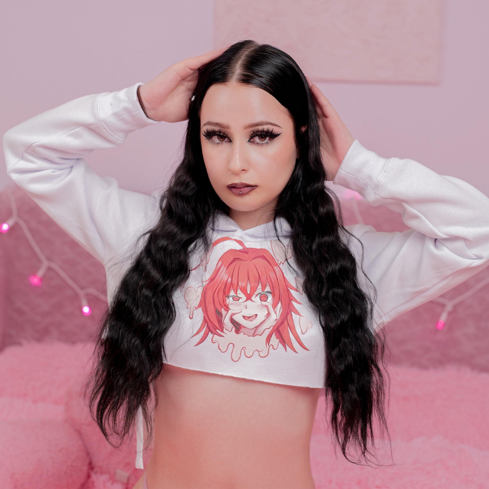 Don’t Touch Me (Unless 👀) Kawaii Crop Hoodie