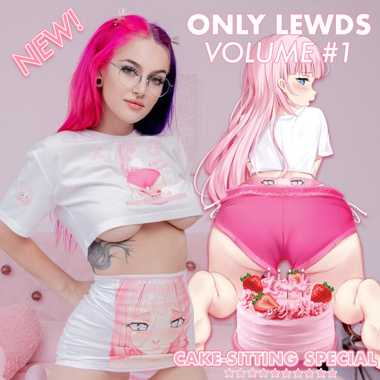 Product on Model: "Ecchi Crop Top worn by model, showcasing the lewd-inspired design.