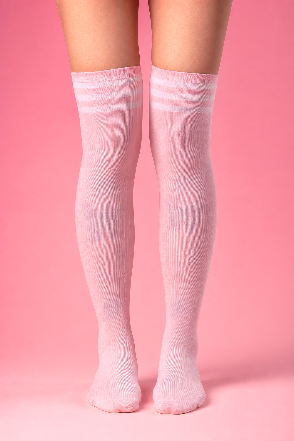 Pink Shimapan Thigh High Socks | Anime Striped Kawaii Egirl