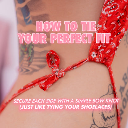 Red Bandana G-String Outfit - Sexy Paisley Rhinestone Lingerie