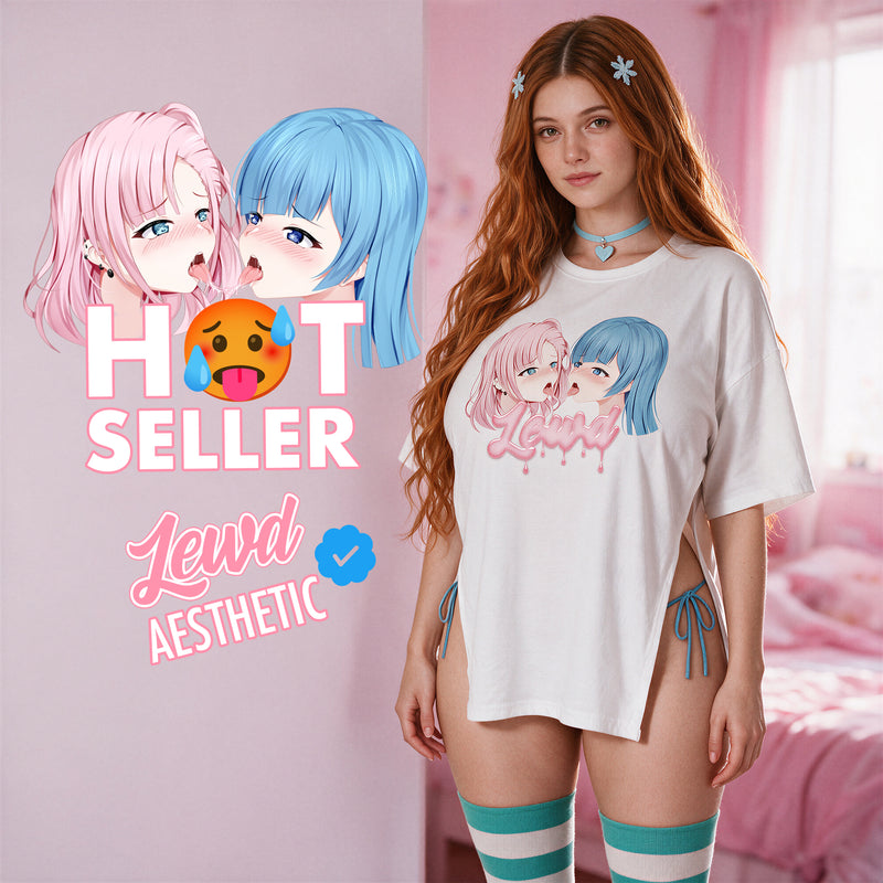 Yuri Tension Side Peek Top | Oversized Anime Side Slit Egirl Top