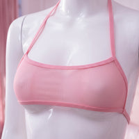 Pink Micro Strip Bikini Set close up of the top on mannequin - Lewd Fashion