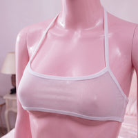 White Micro Strip Bikini Set close up of the top on mannequin - Lewd Fashion
