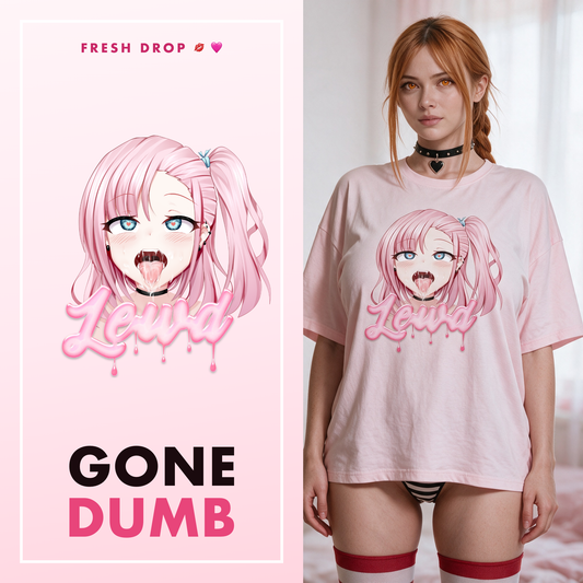 Ahegao Delulu pink oversized shirt, Gone Dumb master thumbnail