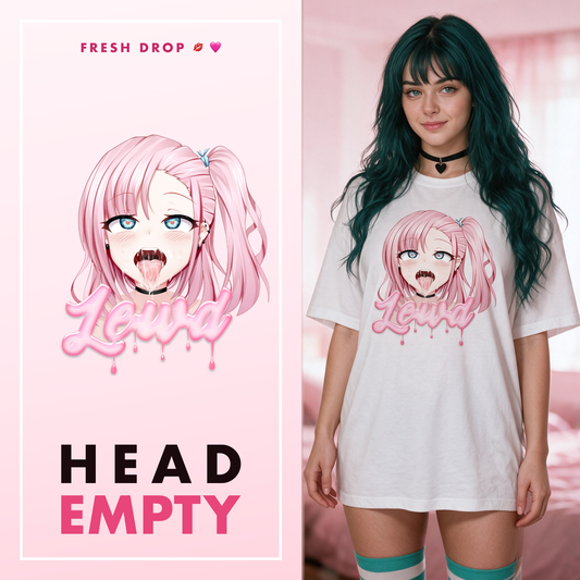 Ahegao Delulu white oversized shirt, Head Empty master thumbnail