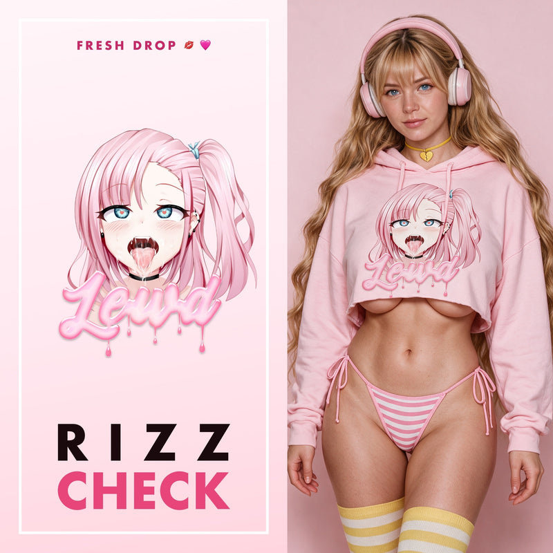 Ahegao Delulu Unisex Pink Crop Hoodie | Egirl Anime Meme Fit