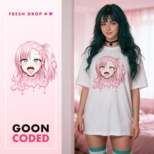 Ahegao Delulu white oversized shirt, Goon Coded master thumbnail