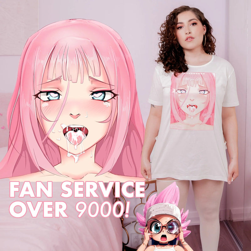 Anime Ahegao Crop Top | Oversized Side Slit Graphic Print