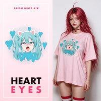 VSCO Catgirl Pink Oversized Shirt, Heart Eyes master thumbnail