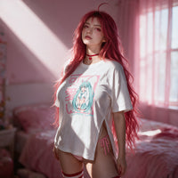 Certified Cutie Side Peek Top — standing in a shaft of sunlight