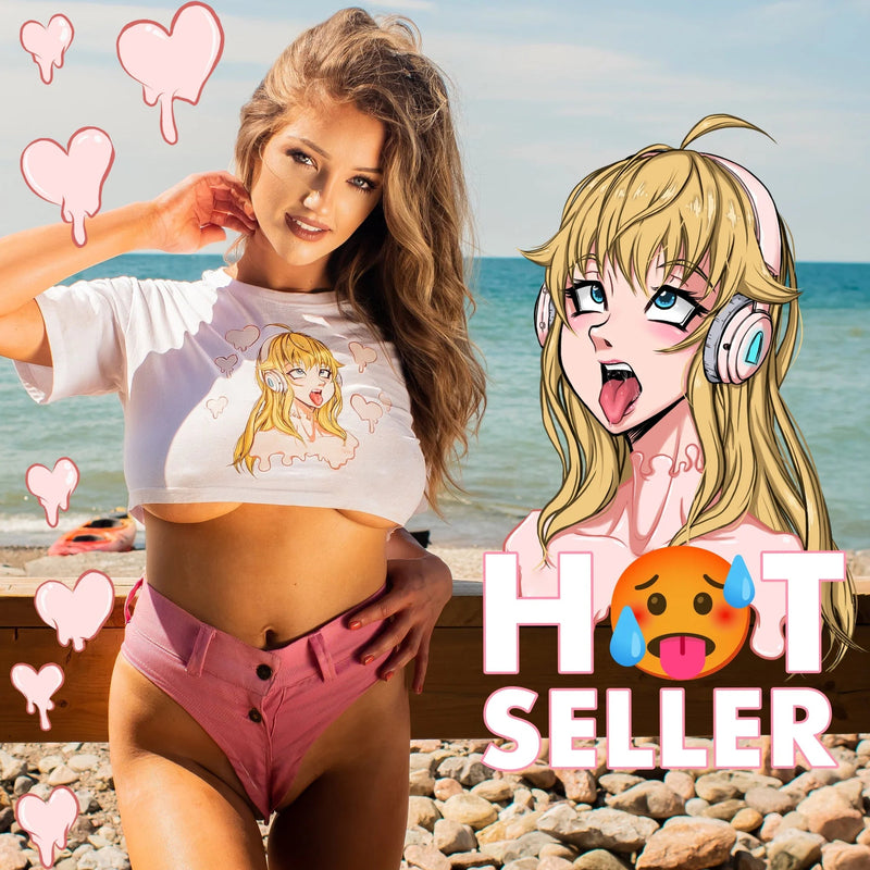 Anime Girlfriend Crop Top | Ahegao All Over Print Egirl
