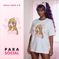 Anime Girlfriend White Oversized Shirt, Para Social master thumbnail