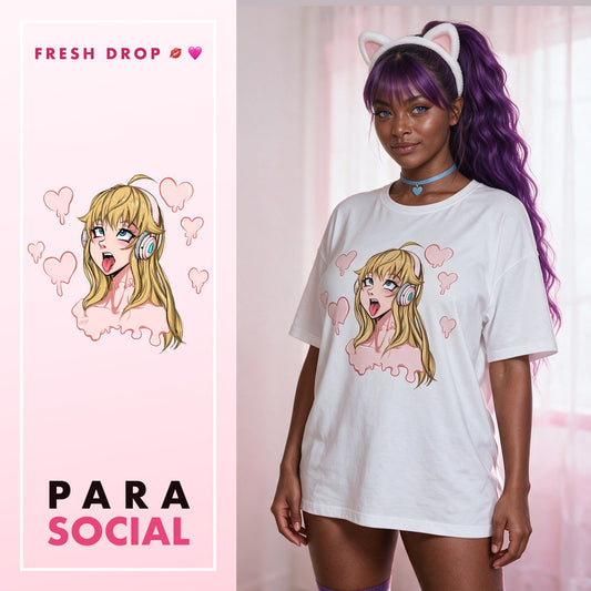 Anime Girlfriend White Oversized Shirt, Para Social master thumbnail