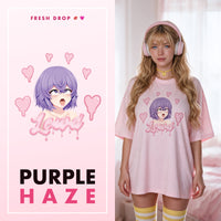 Lewd Otaku Pink Oversized Shirt, Purple Haze master thumbnail