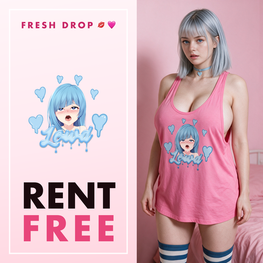 Brainrot Babe hot pink racerback tank top, RENT FREE master thumbnail