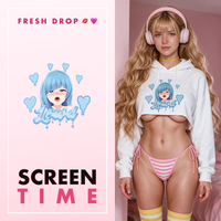Brainrot Babe white crop hoodie, SCREEN TIME master thumbnail