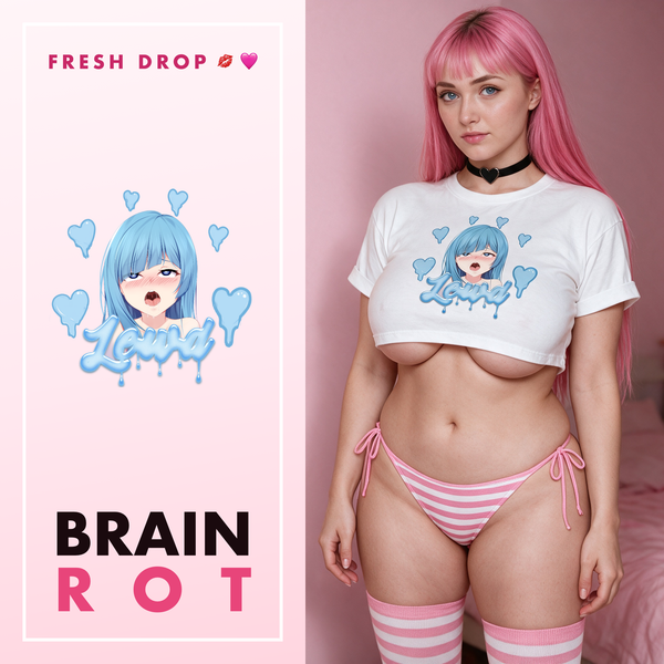Brainrot Babe white crop top, BRAIN ROT master thumbnail