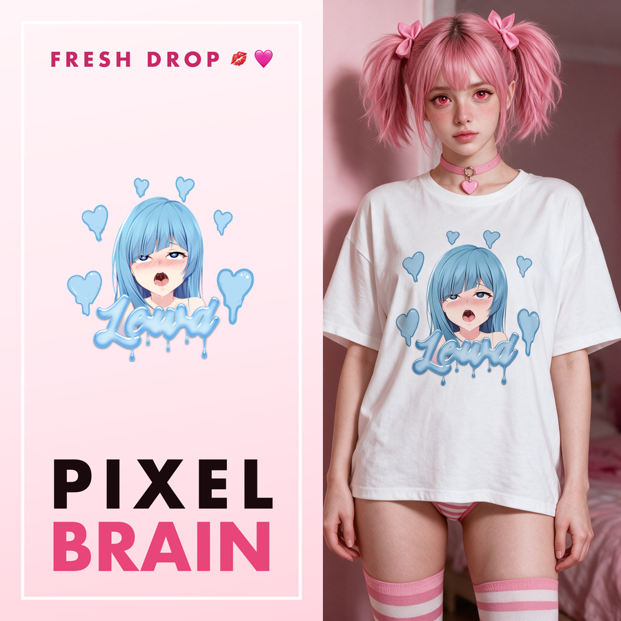 Brainrot Babe white oversized shirt, PIXEL BRAIN master thumbnail