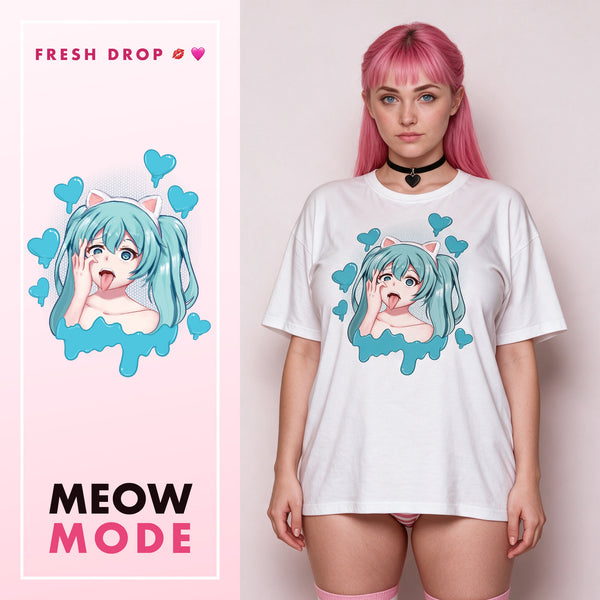 Catgirl Hearts White Oversized Shirt, master thumbnail
