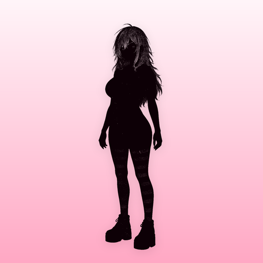 Kura in silhouette — the Delulu Stripes outfit is revealed once you own it
