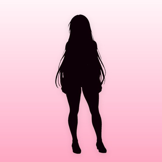 Sakura in silhouette — the Sheer Heart outfit is revealed once you own it