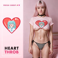 Fan Service Neko pink crop top, HEART THROB master thumbnail