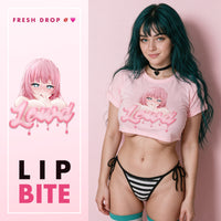 Fan Service Waifu pink crop top, LIP BITE master thumbnail