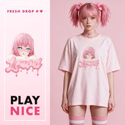 Fan Service Waifu Pink Oversized Shirt