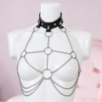 Chain Bra chain harness, close-up of the straps and silver-tone hardware