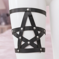 Star Leg leg harness, close-up of the straps and silver-tone hardware