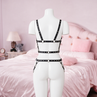 Rivet Riot full body harness, back view on a mannequin