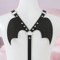 Night Wings bat wing back harness, close-up of the straps and silver-tone hardware