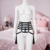 Cage Belt leg harness, front view on a mannequin